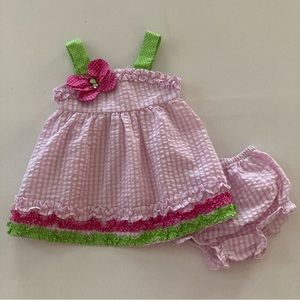 Rare Editions Baby Girl 6-9 Months Pink Seersucker Dress